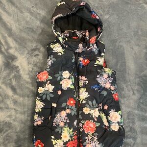 Floral Hooded Kids Puffer Vest